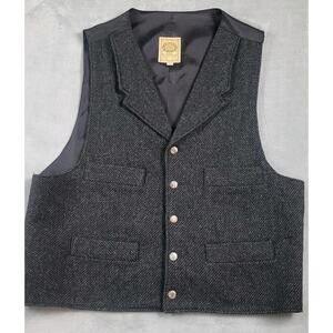 Vintage Wah Maker Wool Vest Mens Large Black Waistcoat western frontier clothing